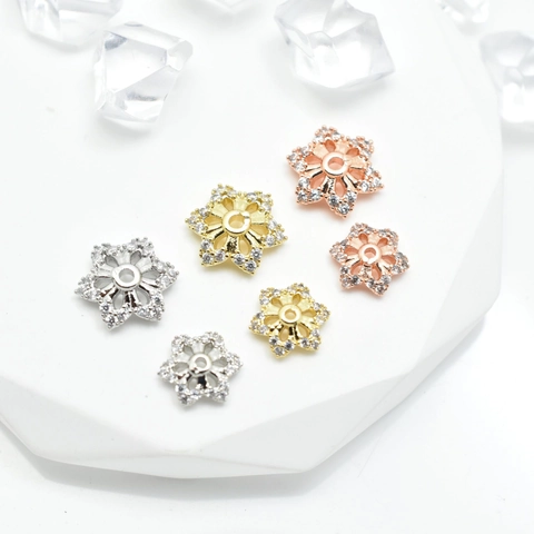 DIY Jewelry Findings Copper Rhinestone Snowflake Flower Bead Cap Spacers For Jewelry Making Necklace Bracelet DIY Accessories