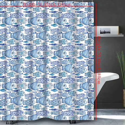 Shower Curtain Waterproof Polyester Colorful Fish Pattern Bathroom Decor Quick Dry Modern Simple Style