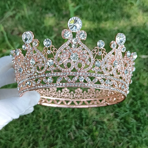 Diadema Tiara Da Sposa Barocca Corona Lega Rhinestone Matrimonio Fascia Cristallo Scintillante Accessori Per Capelli Donne Festa