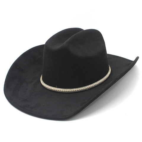 Cappello Da Cowboy Occidentale Vintage Finta Pelle Scamosciata Tesa Larga Jazz Fedora Con Fascia Intrecciata Perla Artificial Unisex
