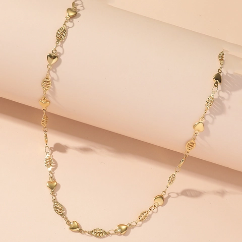 Collana Spliced Del Cuore Acciaio Al Titanio Maglia Perla Ovale Strutturata Catena Della Clavicola Gioielli Eleganti Per Donne Ragazze
