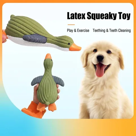 Squeaky Dog Toy Latex Bite Resistant Teeth Cleaning Interactive Cartoon Penguin Duck Shape For Small Medium Dogs
