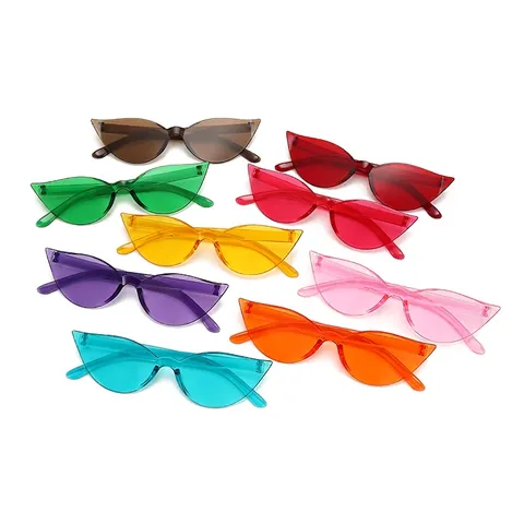 Cat Eye Sonnenbrille PC Transparent Bonbonfarben Unregelmäßig Mode Trend Retro UV Schutz Brille Für Damen Herren