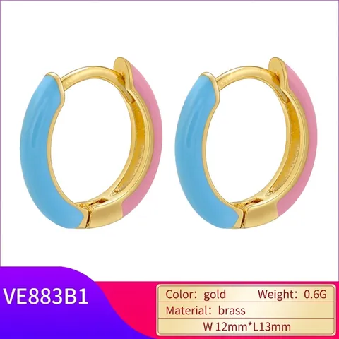Bunte Emaille Creolen Zweifarbig Kupfer Huggie Ohrringe Minimalistisch Bonbonfarben Mode Schmuck Für Damen
