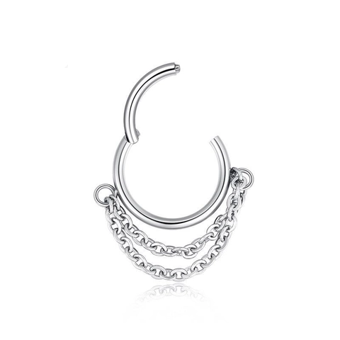 Minimalist 316L Stainless Steel Chain Hoop Earrings For Women Punk Double Layer Tassel Gold Silver Polish Fashion Jewelry