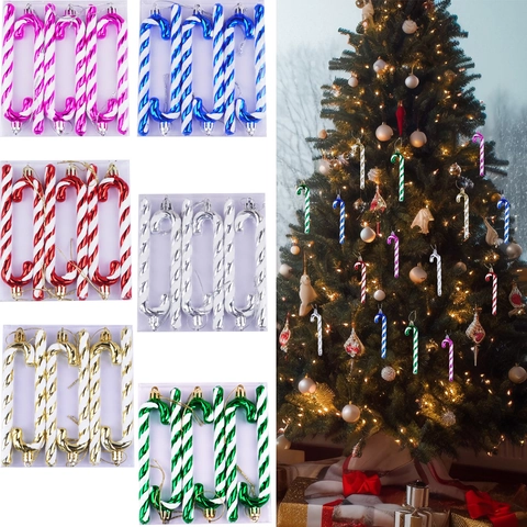 Ornamenti Di Bastoncini Di Zucchero Di Natale Plastica Strisce A Spirale Decorazioni Per Alberi In Festa Glitter Colorati