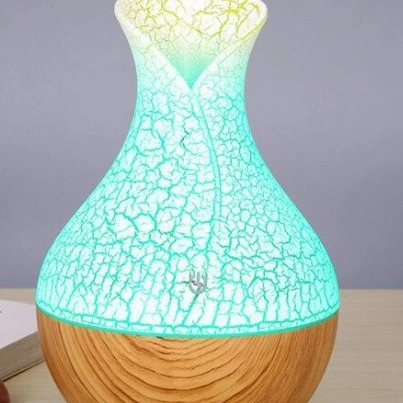 Vase Shape Ultrasonic Humidifier Wood Grain Essential Oil Diffuser With Colorful LED Night Light Portable Home Office