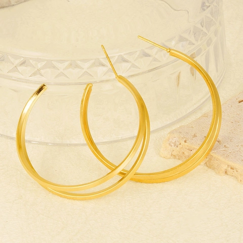 Orecchini a Cerchio a Doppio Strato in Acciaio Inossidabile 304 per Donna Orecchini Geometrici Minimalisti a Doppio Cerchio Gioielli di Moda