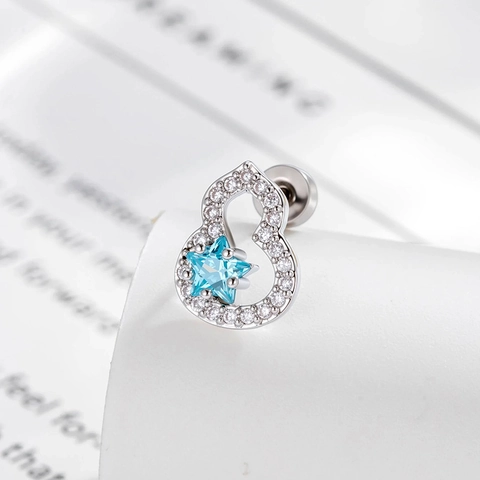 Orecchini Cartilagine Forma Zucca Stella Zircone Acciaio Al Titanio Rame Chiusura Vite Gioielli Piercing Vintage Dolce Donna