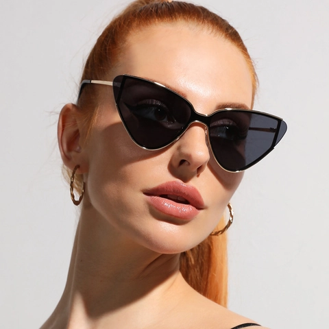 Occhiali Da Sole Occhio Di Gatto Per Donna Grande Montatura In Metallo Vintage Protezione UV400 Moda Viaggio