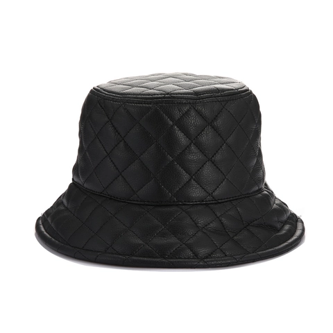 Cappello Alla Pescatora In Pelle PU Trapuntata Motivo Rombi Autunno Inverno Antivento Caldo Moda Per Uomo Donna