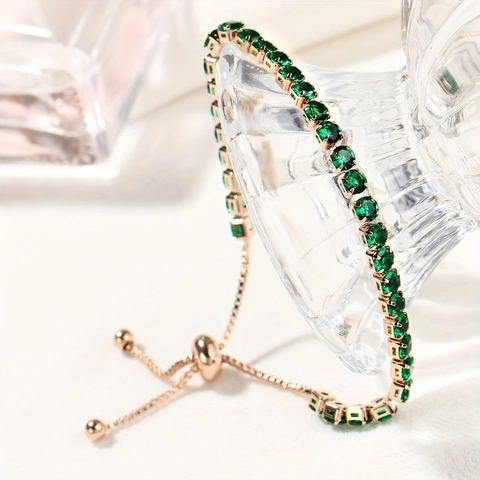 Elegante Bracciale In Lega Con Zirconia Cubica Colorata Gioielli Bolo Regolabili Per Donna Moda Pendolare