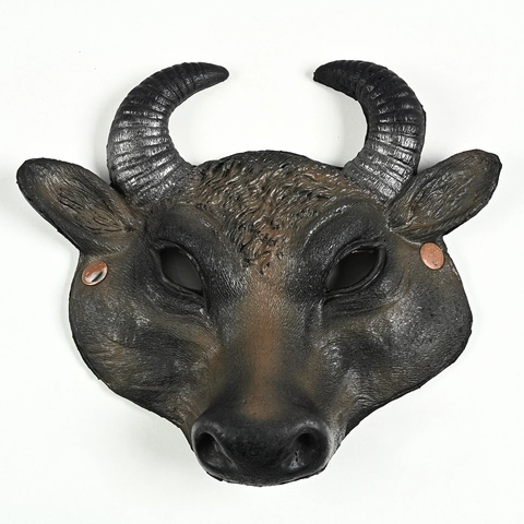 Bull Head Mask Realistic PU Foam Animal Horns Halloween Carnival Cosplay Party Costume Props Steampunk Rivet Decor Adult