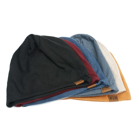 Gorro Beanie Slouchy De Acrílico Tejido Cálido Acanalado Resistente Al Viento Invierno Exterior Informal Unisex Con Parche De Cuero