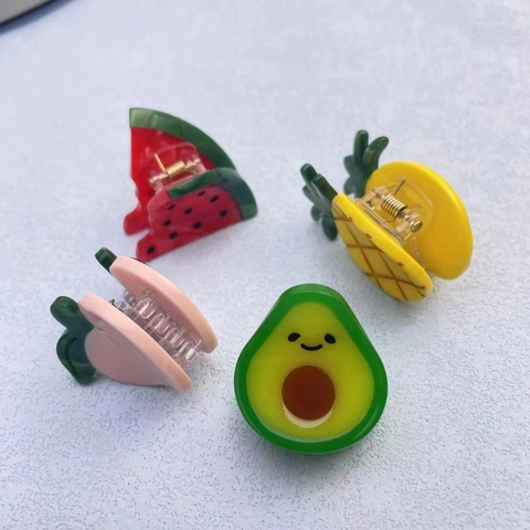 Mini Fruit Shape Acetate Hair Claw Clips Cute Small Cartoon Headwear For Girls Y2K Style Hair Accessories