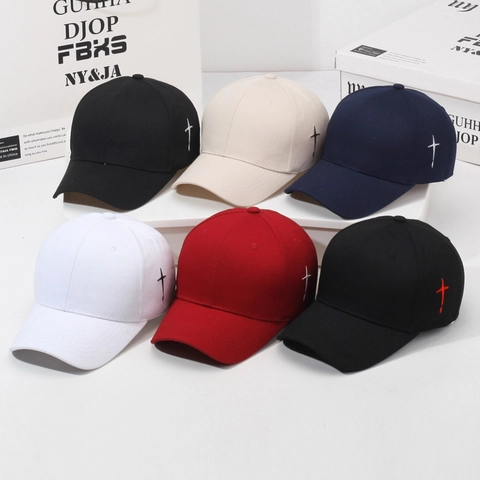Gorra De Béisbol Con Bordado De Cruz Algodón Ajustable Protección Solar Exterior Unisex Hip Hop Sombrero