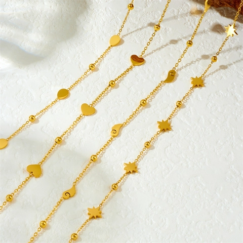 Collana In Acciaio Inossidabile Per Donna Catena Sottile Minimalista Placcata Oro Ciondolo Stella Cuore Goccia D'acqua