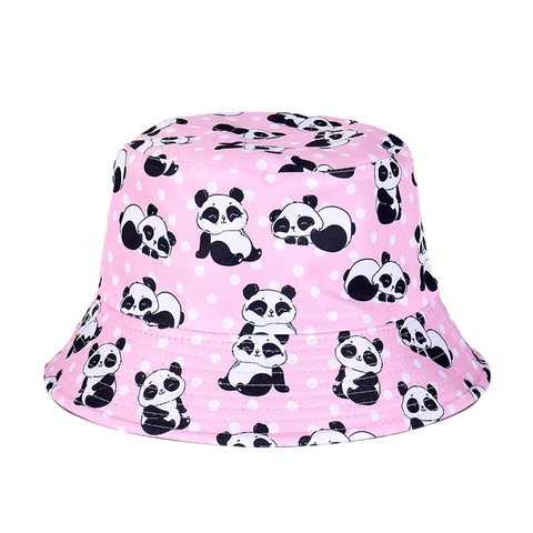 Chapeau Bob Coton Polyester Réversible Protection Solaire Motif Animal Dessin Animé Fruit Imprimé Été Voyage