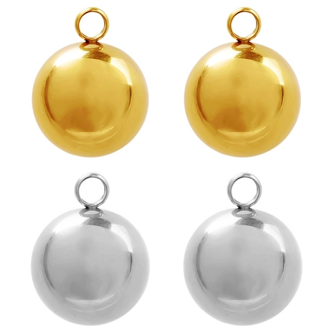 Pendente A Sfera Acciaio Inossidabile 304 Placcato Oro 18K Lucidato A Specchio Minimalista Per Creazione Gioielli DIY