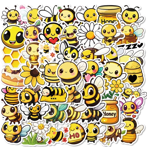 Süße Bienen Cartoon Aufkleber Wasserdicht PVC Für DIY Scrapbook Laptop Gitarre Gepäck Kawaii Tier Deko Kinder Geschenk