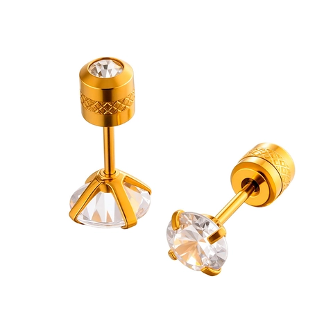 24K Vergoldet 316 Edelstahl Knorpel Ohrstecker Zirkonia Schraubverschluss Mode Unisex Schmuck