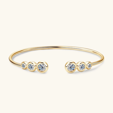 925 Sterling Silver Moissanite Bangle For Women Adjustable Open Bracelet Fashion Minimalist Luxury Jewelry Accessories Gift