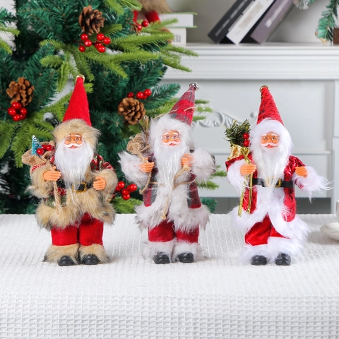 Figurine Père Noël Debout Décorations De Noël Poupées En Peluche Tissu Décoration Maison Table Fête