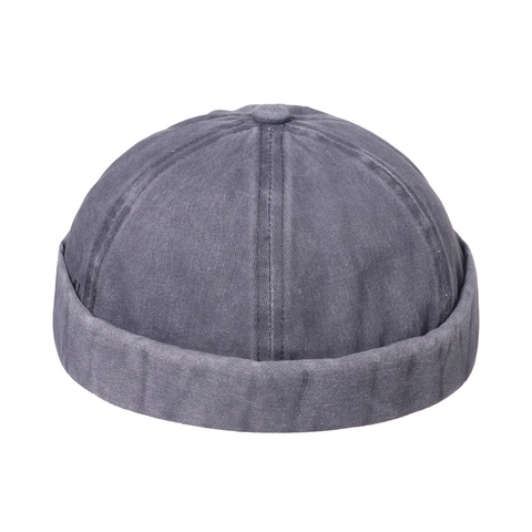 Japanese Industrial Style Vintage Washed Cotton Docker Hat For Men Women Unisex Retro Distressed Skull Cap Miki Hat Brimless Beanie Streetwear Casual Headwear