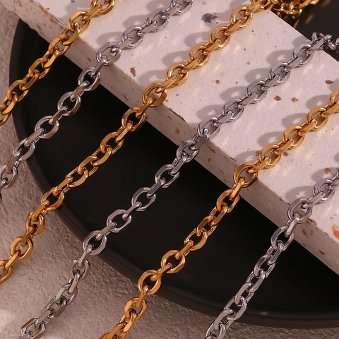 Gioielli Catena a Taglio Incrociato Minimalista in Acciaio Inossidabile Placcato Oro 18K per Donna Collana Bracciale Cavigliera Catena da Vita