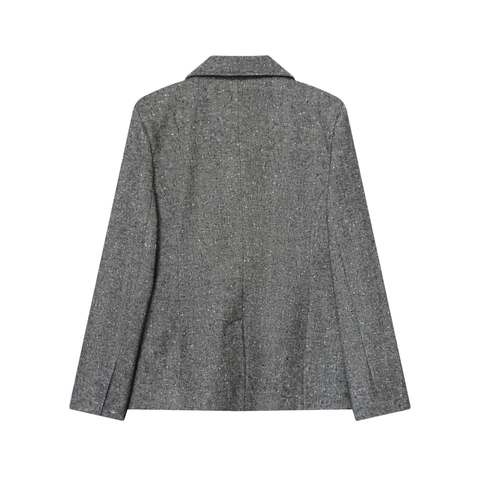 Women's Herringbone Tweed Blazer Jacket Notched Lapel Long Sleeve Single Breasted Office Wear Professional Retro Style