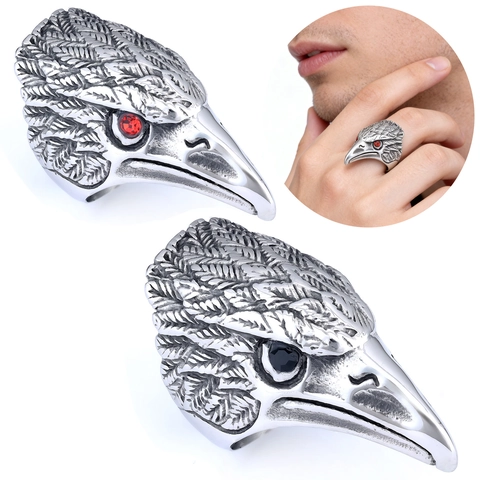 Eagle Head Ring Stainless Steel Punk Biker Vintage Animal Jewelry For Men