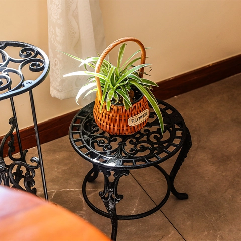 Retro Gusseisen Pflanzenständer Hohl Geschnitzt Blumentopfständer Bodenstehend Für Garten Balkon Innen Vintage Stil