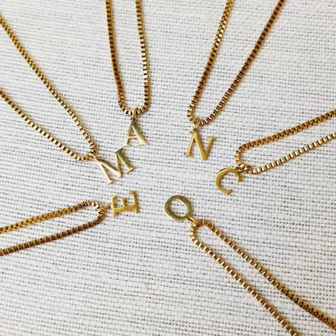 Modern Stainless Steel 26 Initial Letter Pendant Necklace Minimalist Alphabet A-Z Box Chain For Women Jewelry Gift