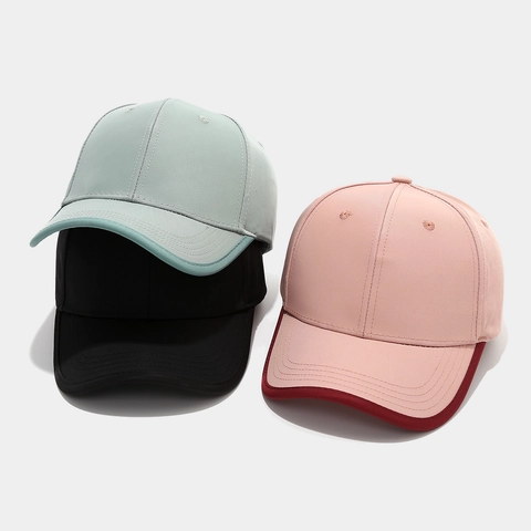 Unisex Baseball Cap Contrast Piping Polyester Quick Dry Sun Protection Curved Brim Adjustable Casual Outdoor Hat