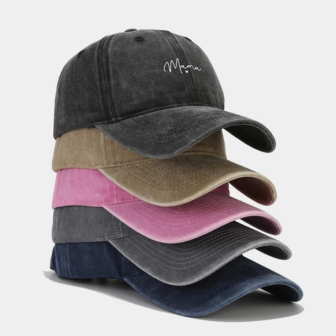 Casquette De Baseball En Coton Lavé Broderie Cœur Mama Vintage Ajustable Chapeau Papa Pour Femmes Décontracté