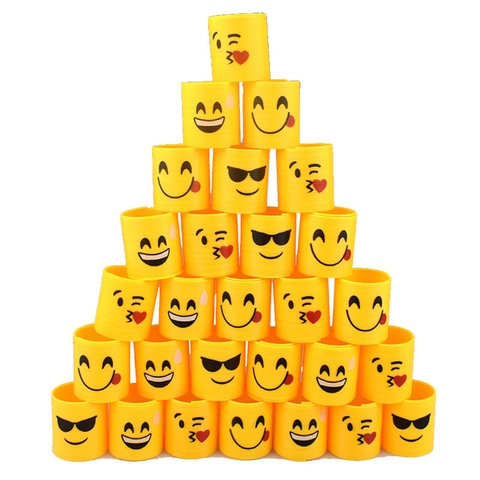 Mini Gioco A Molla Arcobaleno Con Faccia Emoji Giallo Plastica Elastico Sensoriale Fidget Per Festa Compleanno Bambini