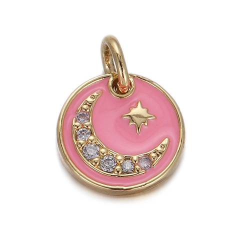 DIY Copper Enamel Rhinestone Pendants For Jewelry Making Cute Heart Moon Star Dinosaur Donut Charms For Necklace Bracelet Earrings Accessories