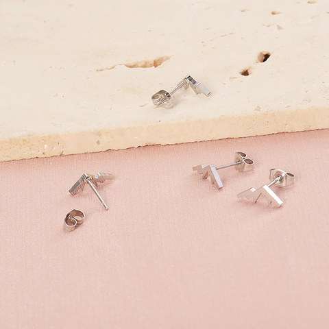 Mountain Peak And Star Stud Earrings For Women 304 Stainless Steel Mirror Polished Minimalist Geometry Jewelry Gift