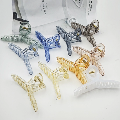 Pinza Para El Pelo Plástico Acrílico Resorte Metálico Transparente Mate Colorido Antideslizante Agarre Fuerte Accesorio De Peinado Mujer
