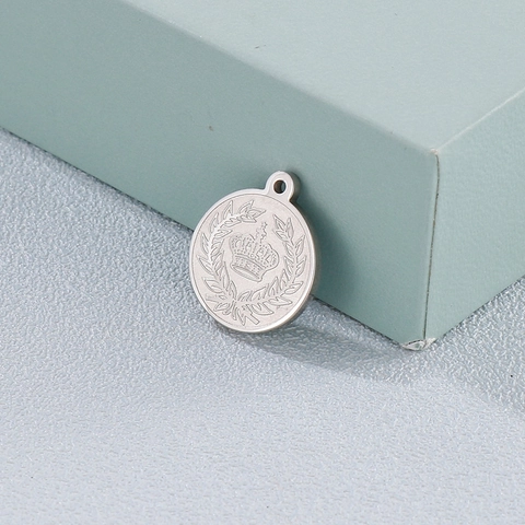 Colgantes Medalla San Benito Religiosos Vintage Acero Inoxidable Dijes Relieve Corona Laurel Para Creación De Joyas