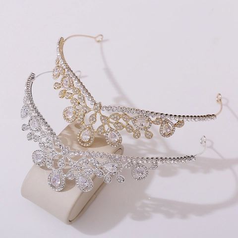 Brautkrone Tiara Legierung Strass Zirkon Hochzeit Haarschmuck Eleganter Prinzessinnenstil Für Damen