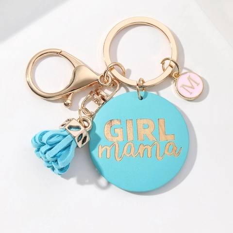 Portachiavi in Legno Girl Mama Con Pendente a Nappa Portachiavi in Legno Fatto a Mano per Decorazione Borsa Donna Regalo