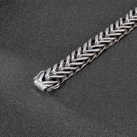 Bracelet Homme En Acier Inoxydable Chaîne Tressée Punk Forme V Style Industriel Bijou Vintage