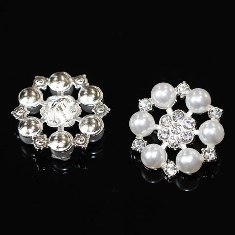 Botoni Decorativi Fiori Vintage Lega Di Zinco Con Perla Artificial Sintetica E Strass Per Cucire Decorazione Di Vestiti Fai Da Te