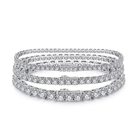 Pulsera Tennis de Plata de Ley 925 con Circonia para Mujer Corte Redondo Brillante Joyería para Boda Banquete Regalo