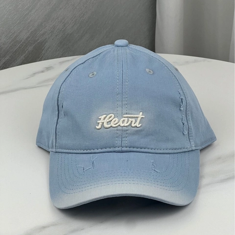 Berretto Da Baseball Cotone Ricamo Cuore Vintage Distressed Regolabile Unisex Protezione Solare