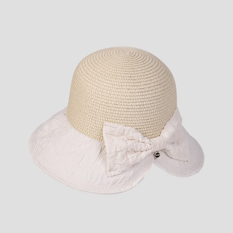 Cappello Da Sole Estivo Da Donna Tesa Larga Paglia Di Carta Tessuto Patchwork Grande Fiocco Traspirante Stile Francese Spiaggia