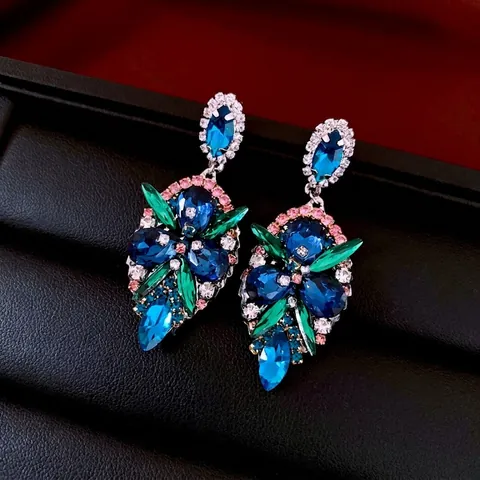 Orecchini Pendenti A Goccia D'acqua Di Lusso Con Cristallo Strass Lega Di Rame Perno In Argento Per Donna Stile Vintage