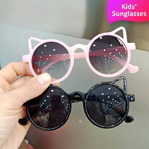Cute Cat Ear Kids Sunglasses PC Frame AC Lens UV400 Protection Fashion Baby Boys Girls Cartoon Eye Protection Sunglasses