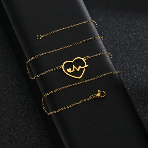 Herzschlag Herz Halskette Edelstahl EKG Linie Hohl Schmuck Damen Herren Romantischer Minimalistischer Stil